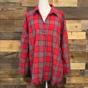 Umgee Red and Blue Plaid Shirt